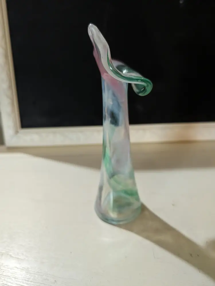 Hand Blown Art Glass Jack In The Pulpit Huntsville Ark Souvenir Bud Vase