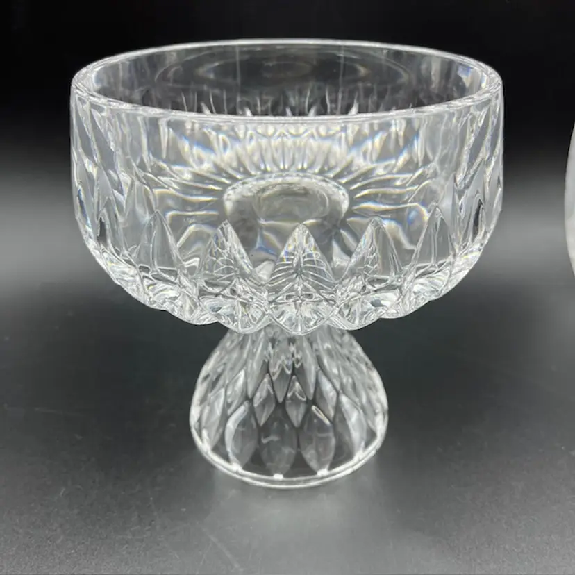 Gorham Crystal Pedestal Candy or Nut Floral Bowl West Germany Lead Crystal 7.5" tall