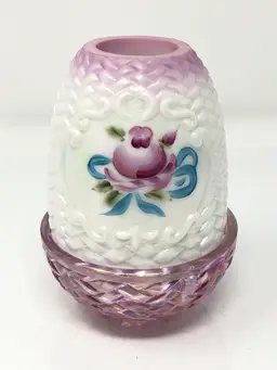 Fenton 2-Piece Fairy Lamp 'Rose' by D Cutshaw