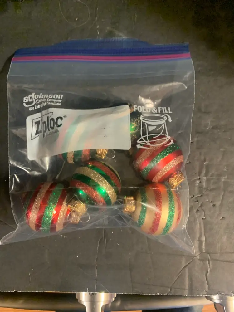 Lot Of 6 Glass Christmas Ornaments 1 1/2 Inches