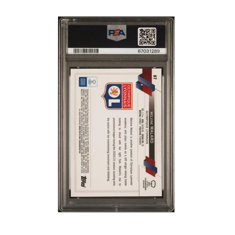 Melvine Malard 2022/23 Topps Chrome Sapphire UEFA Women Purple /15 PSA 9 Soccer Card