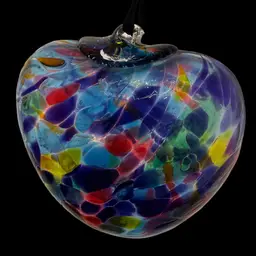 Splatter Glass Colorful Heart Shaped Ornament 3.5”