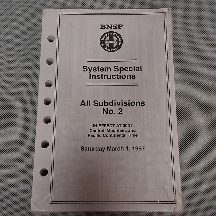 BNSF Burlington Northern Santa Fe Railway 1997 System Special Instructions New
