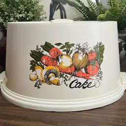 Vintage 1970’s Beige Lustro Ware Mushroom Veggie Retro Dome Cake Dish Pie Cover