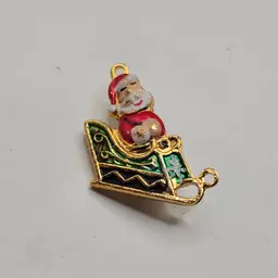 Gold Tone Brooch pendant Christmas Santa Claus