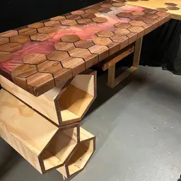 Honeycomb Desk with Lily Pad River Top