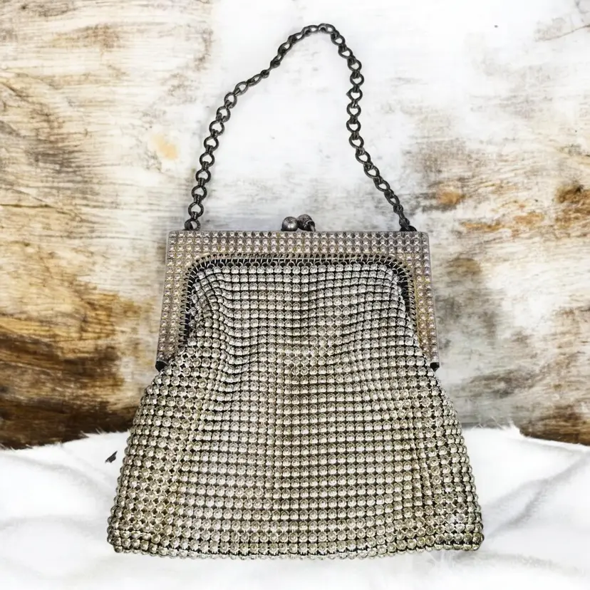 Antique 1920's Whiting & Davis Mesh Bag Purse Silver Toned