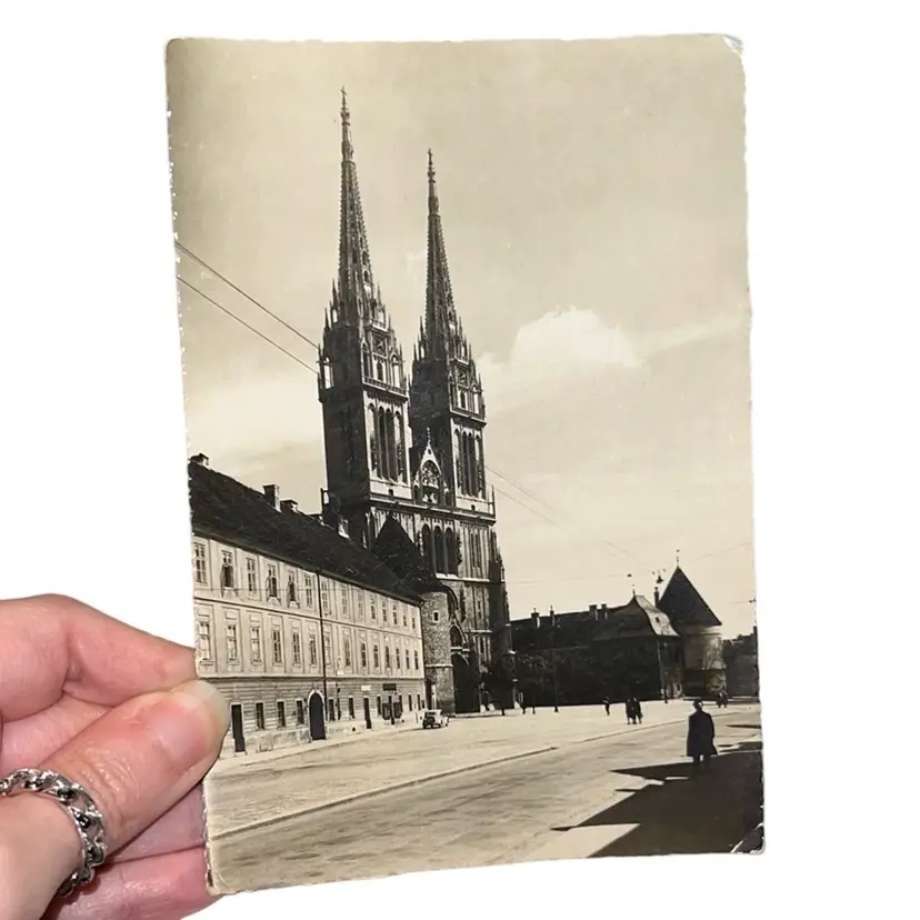 1956 RPPC Postcard Of Zagreb Cathedral In Croatia