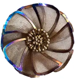 Vtg. BED Layered Mesh Flower Brooch