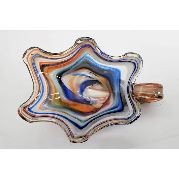 Sooner Swirl Glass Hand Blown Cornucopia Bowl