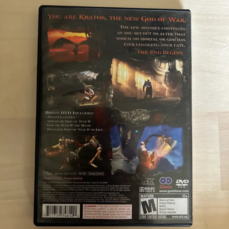 God of War II (Sony PlayStation 2, 2007) PS2 Black Label CIB with Bonus Disc