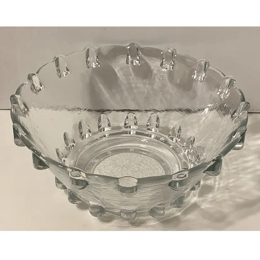 HTF Blenko Glass Clear Crystal 924 11.5” Studded Crown Bowl 