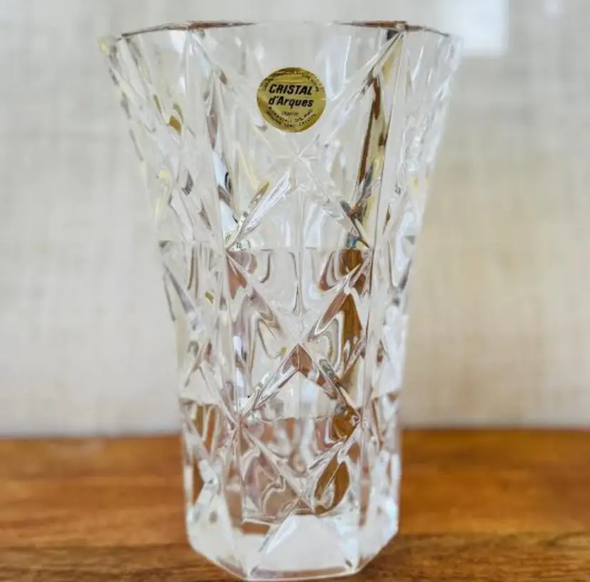 Vintage Cristal D’Arques France 24% Lead Crystal Vase Excellent Condition 8.5”