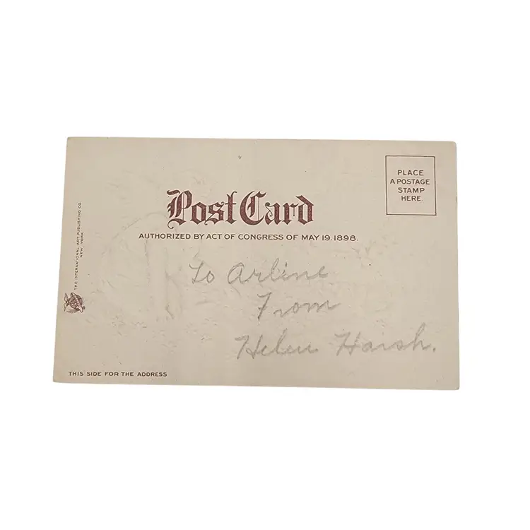 Antique Embossed Valentine Postcard With Angel & Flowers Circa 1900s Romantic Sentiment