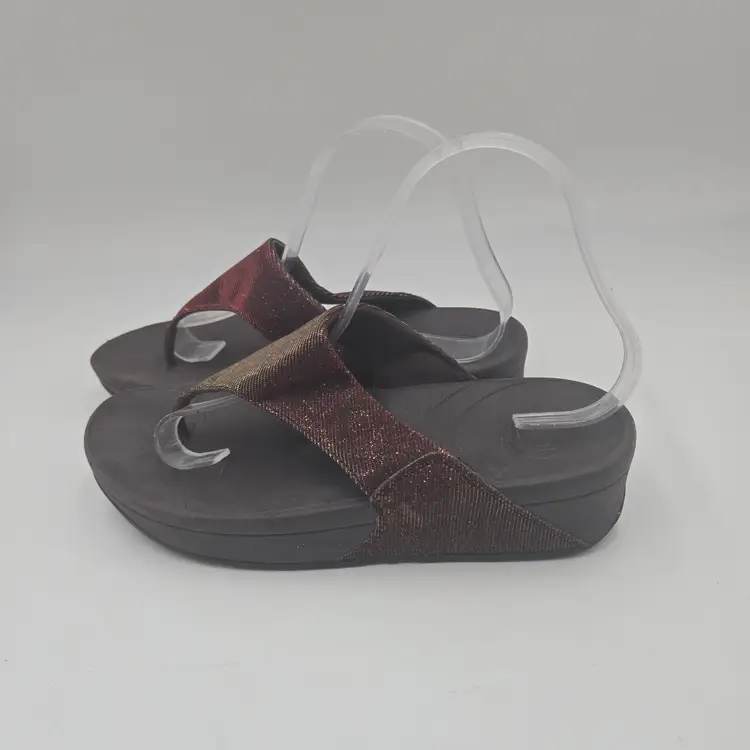Fitflop Womens Lulu Sandal Size 8 Shimmer Bronze Thong Slide Flip Flop