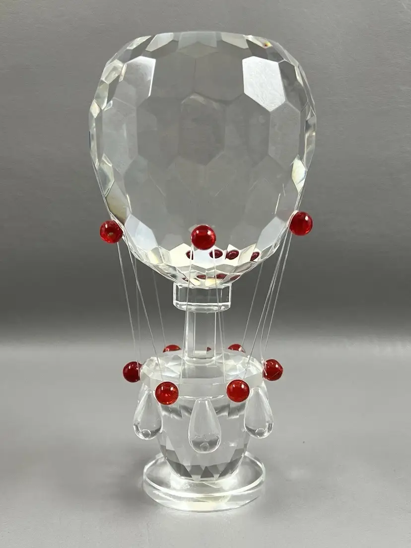Shannon Crystal Designs Hot Air Balloon Paperweight Red Crystal Accents 6.25" Figurine