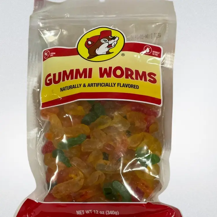Buc-ee's Gummi Worms Candy in a Resealable Bag, 12 Ounces