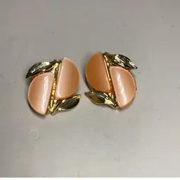 Light orange Thermoset Earrings With Goldtone 1”