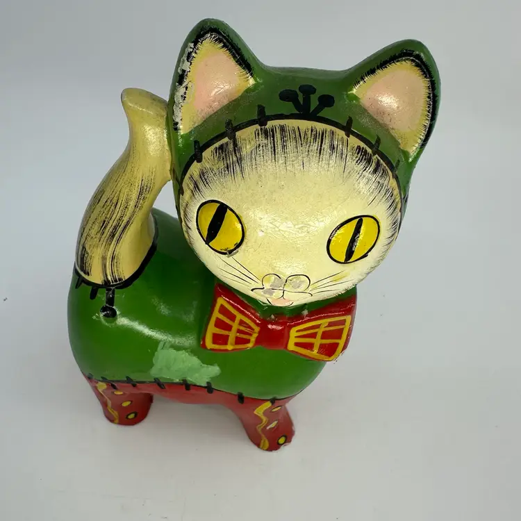 Vintage Lego Japan Chalkware Cat Coin Bank, 1960’s Mid-Century VGUC