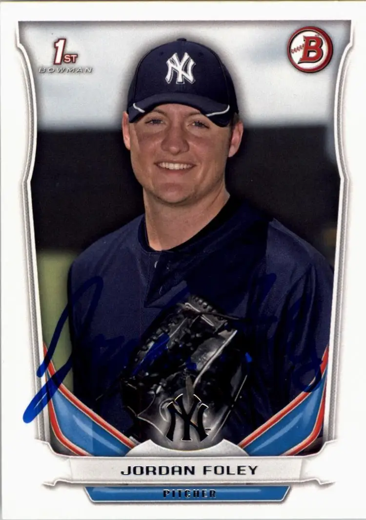 Jordan Foley Signed New York Yankees 2014 Bowman Draft Picks & Prospects #DP128