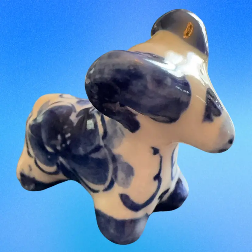 Russian Gzhel Blue & White Ram Figurine