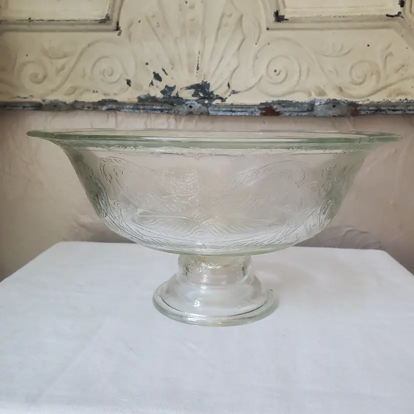 Federal Madrid Footed Serving Bowl Compote Clear Depression Glass