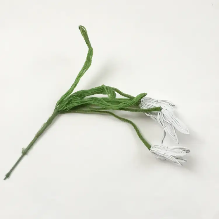 Vintage Seed Beaded White Tulip Flower Floral Arrangement Bouquet