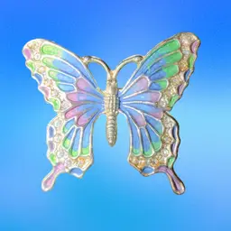 Vintage Multi Colored High End Enamel Butterfly Pin Brooch