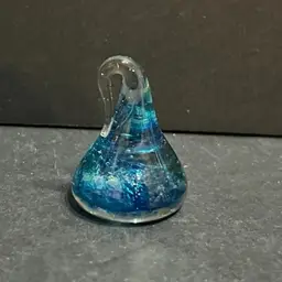 Art Glass Blue Swirl Candy Kiss ~1.5” x 1.25” diameter