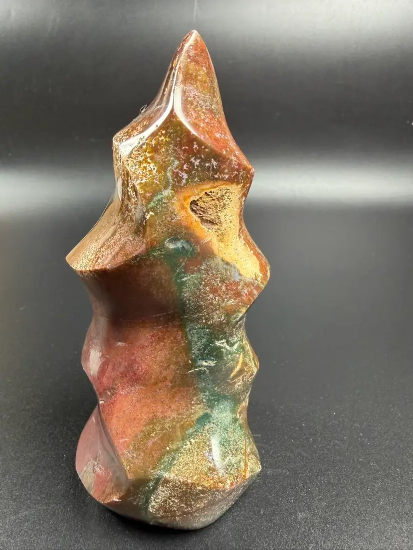 Natural Ocean Jasper Flame Stone Healing Crystal Polished 6" 1lb 5.2oz