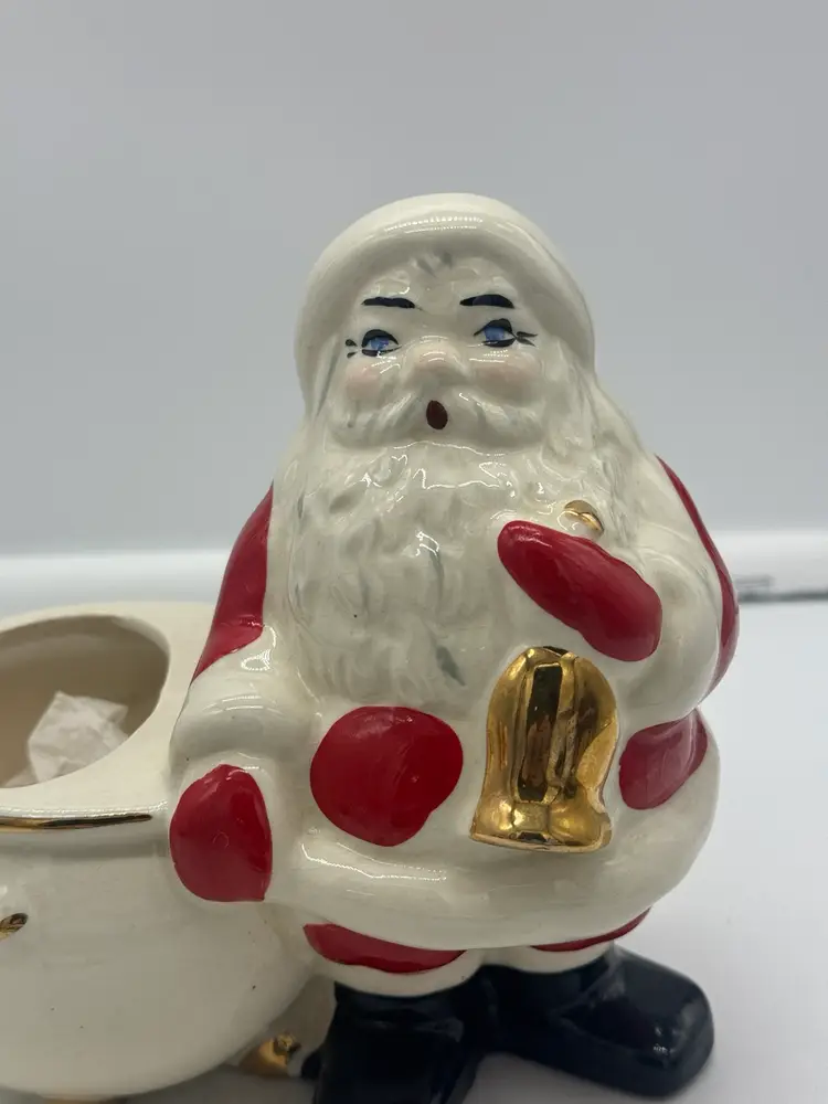 Vintage Hand Painted Santa Claus Planter Christmas Decor