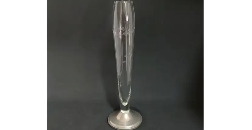 Vintage Etched Glass Bud Vase