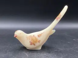 2642-Vintage Hand Painted Fenton Longtailed Bird, Signed, 5 X 6 1/2 X 2 1/2”