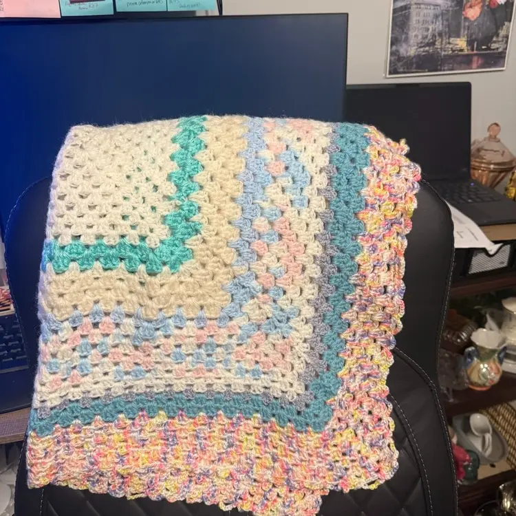 Handmade Afghan Pastel Colors 32 In Sq