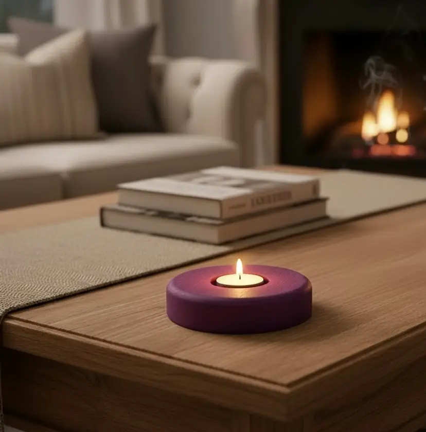 4-inch Round Purpleheart Tealight Holder