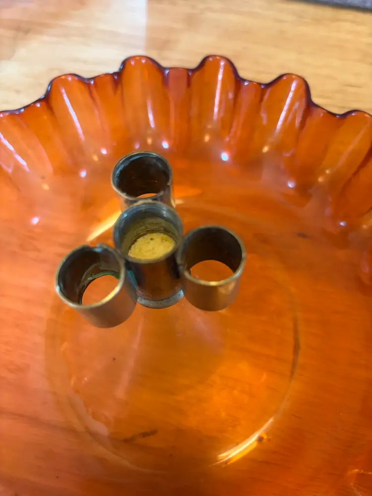 Victorian cranberry glass epergne with brass fittings