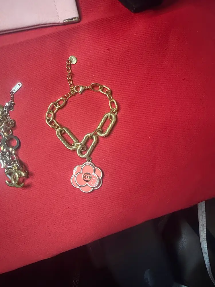 Upcycled pendent on 18k gold plated stainless steel Pink Flower Pendant Necklace