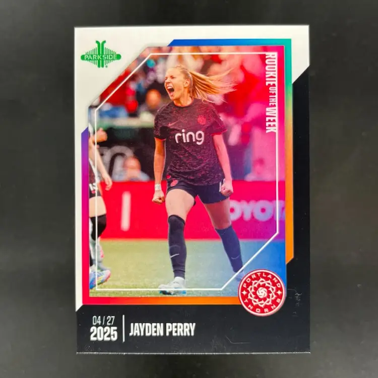 Jayden Perry 2025 NWSL Parkside Pronto Rookie Of The Week Subscriber Exclusive /210 Soccer Card #ROW6