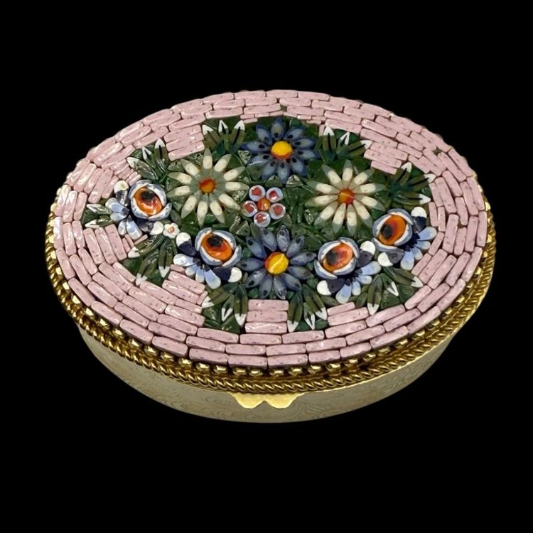 Raspberry Cream Walled Garden Trinket Box Secret Garden Micro Mosaic 2 1/2 X 2 X 1 1/4"