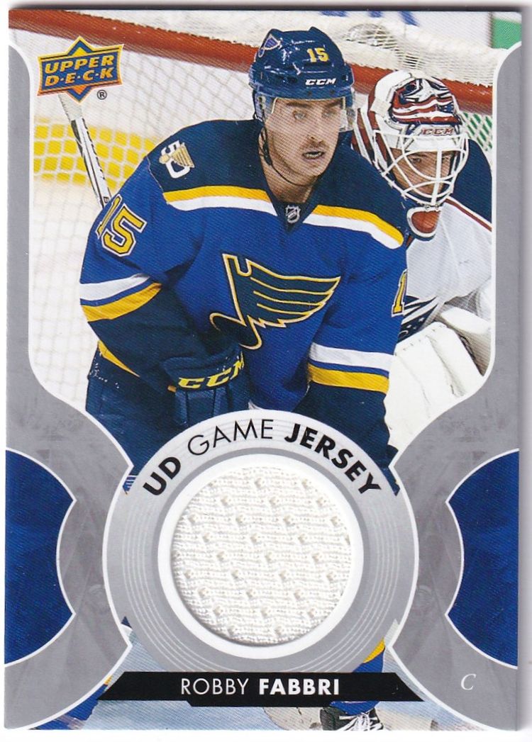 2017-18 Upper Deck Game Jerseys #GJRF Robby Fabbri St Louis Blues Hockey Card