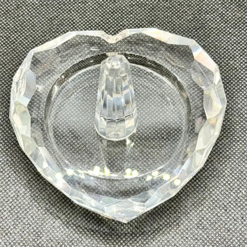 Vintage Crystal Heart Shape Ring Holder, Unbranded