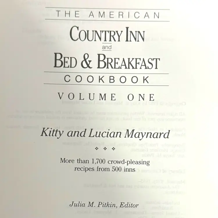 Vintage Country Inn Bed & Breakfast American State Cookbook