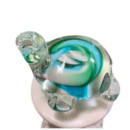 Turtle Hand Blown Glass Paperweight 3.5” L X3.25” W X 3” T