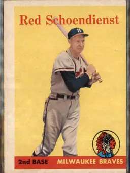 1958 Topps #190 Red Schoendienst - (pk3) - Milwaukee Braves