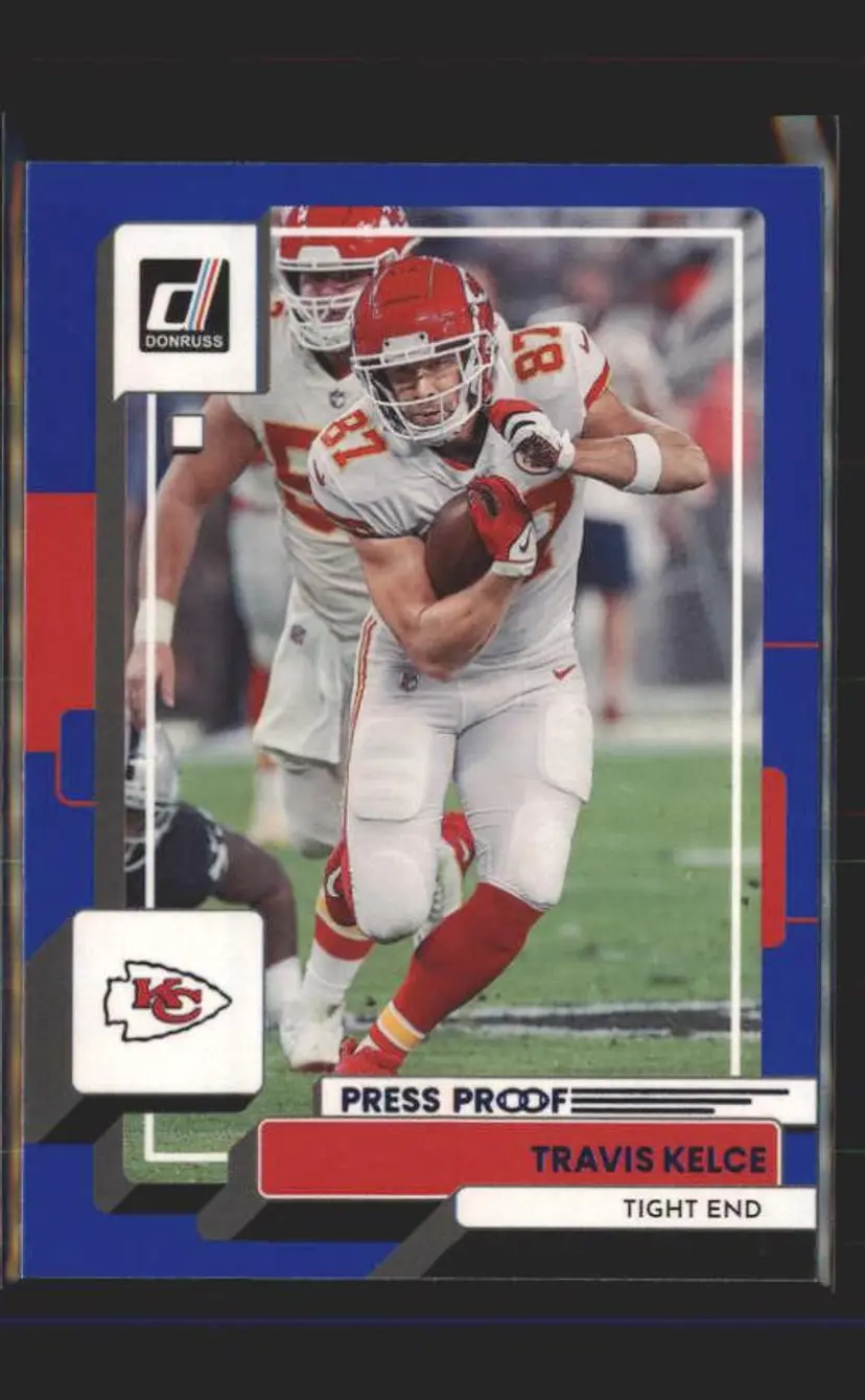 2022 Donruss #273 Travis Kelce Blue Press Proof - (139) - Kansas City Chiefs