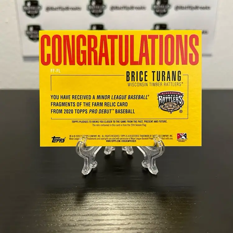 Brice Turang 2020 Topps Pro Debut Fragments Of The Farm Insert #FF-FL Milwaukee Brewers