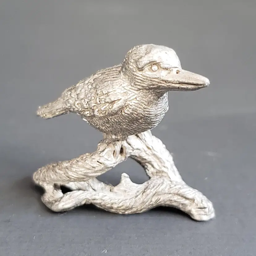 Vintage Miniature Kookaburra Pewter Figurine 1.25"