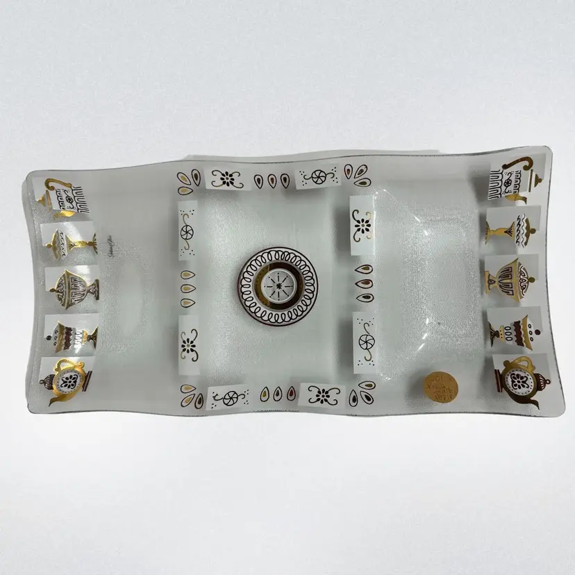 Inland Glass Three-Section Snack Tray MCM 1960s Perfect For Entertaining