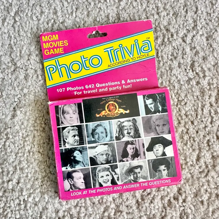 Vintage 1984 MGM Movies Game Photo Trivia Card Game - Hoyle Products - Complete!