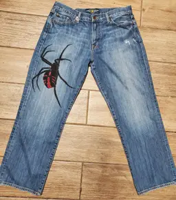 Creepy Crawly Hand-Painted Spider Jeans